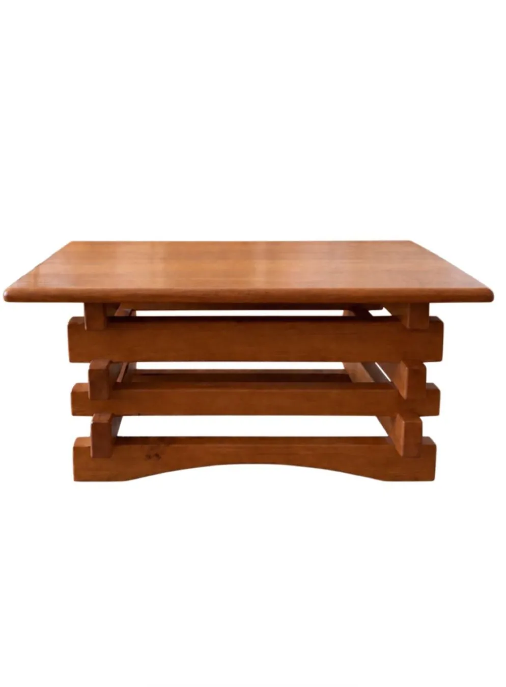 Table basse brutaliste en orme – années 70