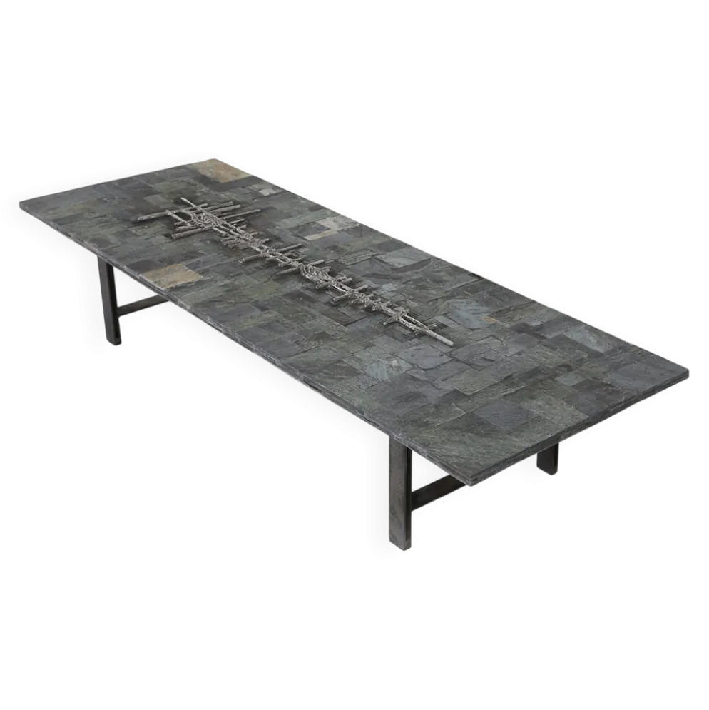 Table basse brutaliste en pierre brésilienne par Pia Manu, 1960