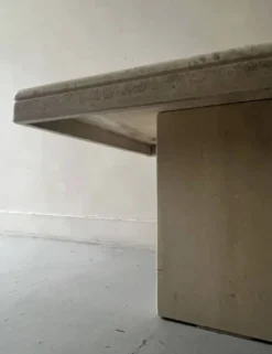 Table basse carrée en travertin polie, italie 1970