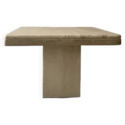 Table basse carrée en travertin polie, italie 1970