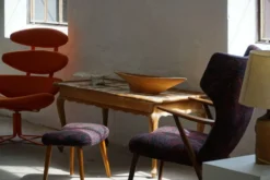 Table basse / console moderne danoise en Oak Oak avec plateau carrelé, Frits Henningsen, années 1950