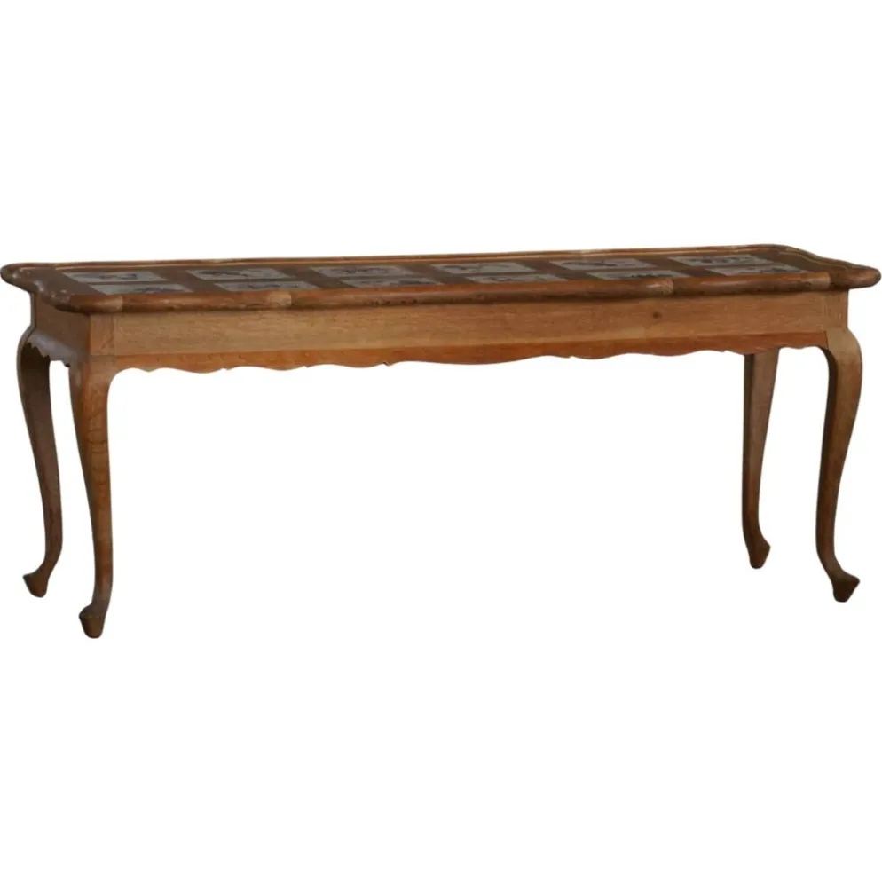 Table basse / console moderne danoise en Oak Oak avec plateau carrelé, Frits Henningsen, années 1950