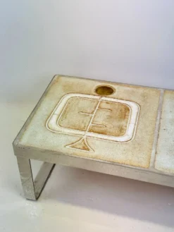 Table basse céramique / chrome — Jean Gregorieff, France, 1970s