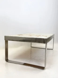 Table basse céramique / chrome — Jean Gregorieff, France, 1970s