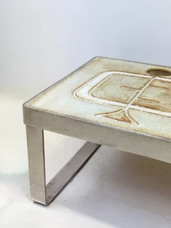 Table basse céramique / chrome — Jean Gregorieff, France, 1970s