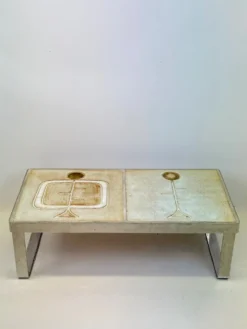 Table basse céramique / chrome — Jean Gregorieff, France, 1970s