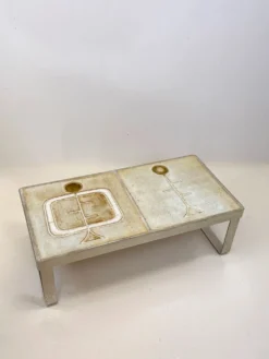 Table basse céramique / chrome — Jean Gregorieff, France, 1970s