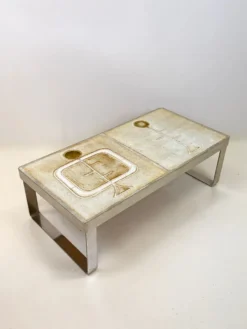 Table basse céramique / chrome — Jean Gregorieff, France, 1970s