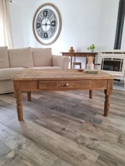 Table basse de ferme style campagne en chêne