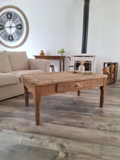 Table basse de ferme style campagne en chêne