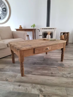 Table basse de ferme style campagne en chêne