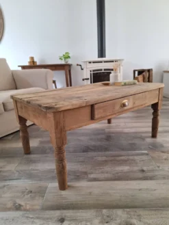Table basse de ferme style campagne en chêne