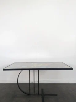 Table basse en acier chrome à décor de signes du zodiaque