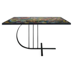 Table basse en acier chrome à décor de signes du zodiaque