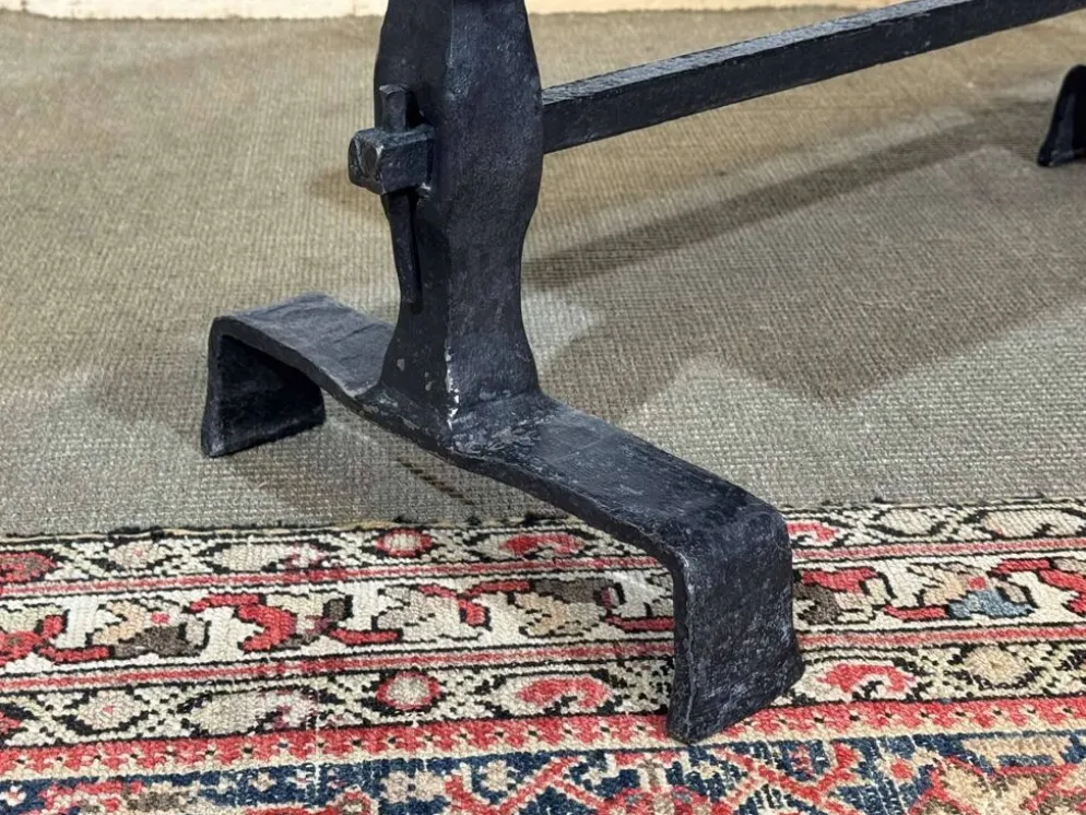 Table basse en acier forgé et plateau en ardoise, travail des années 1950