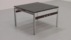 Table basse en ardoise, chrome et bois, 1970 Danemark