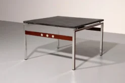 Table basse en ardoise, chrome et bois, 1970 Danemark