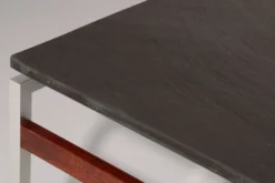 Table basse en ardoise, chrome et bois, 1970 Danemark