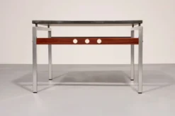Table basse en ardoise, chrome et bois, 1970 Danemark