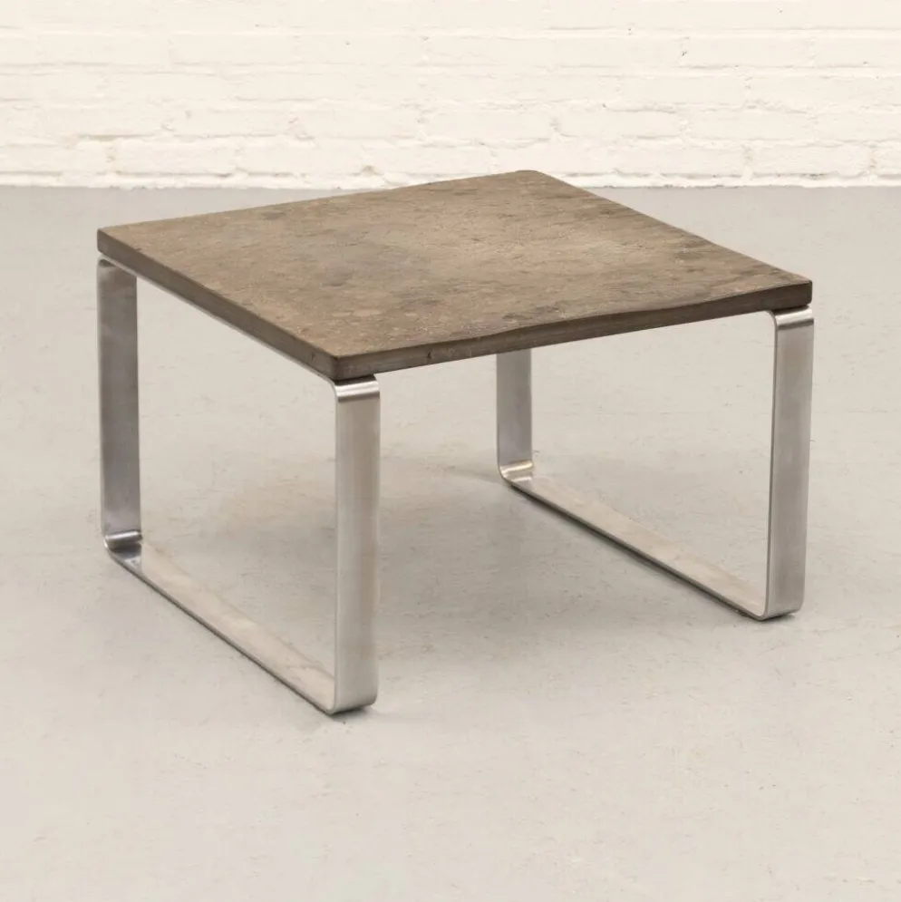Table basse en ardoise et chrome par Draenert années 1970