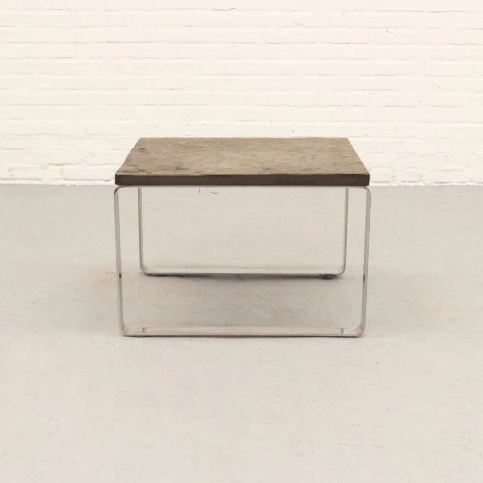 Table basse en ardoise et chrome par Draenert années 1970