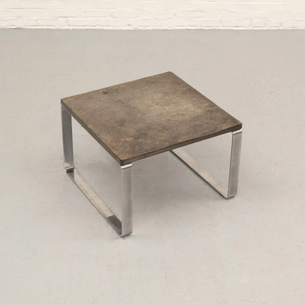 Table basse en ardoise et chrome par Draenert années 1970