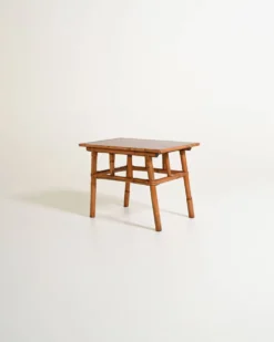 Table basse en bambou et en bois, années 1960