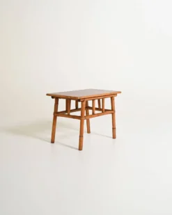 Table basse en bambou et en bois, années 1960