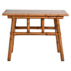Table basse en bambou et en bois, années 1960