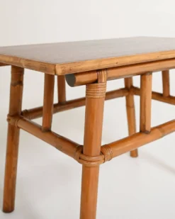 Table basse en bambou et en bois, années 1960
