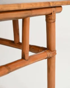 Table basse en bambou et en bois, années 1960