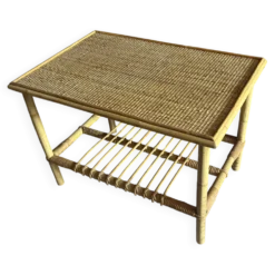 Table basse en bambou et rotin
