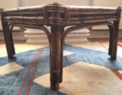 Table basse en bambou et verre fumé, années 1960