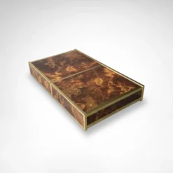 Table basse en bois de bouleau et métal en laiton avec bar intégré par Maison Lancel