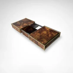 Table basse en bois de bouleau et métal en laiton avec bar intégré par Maison Lancel