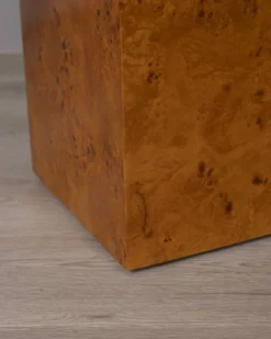 Table basse en bruyère et verre vintage des années 1970, design italien.