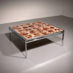 Table basse en cadre chromé et carreaux en céramique, Danemark, années 1970