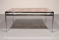 Table basse en cadre chromé et carreaux en céramique, Danemark, années 1970
