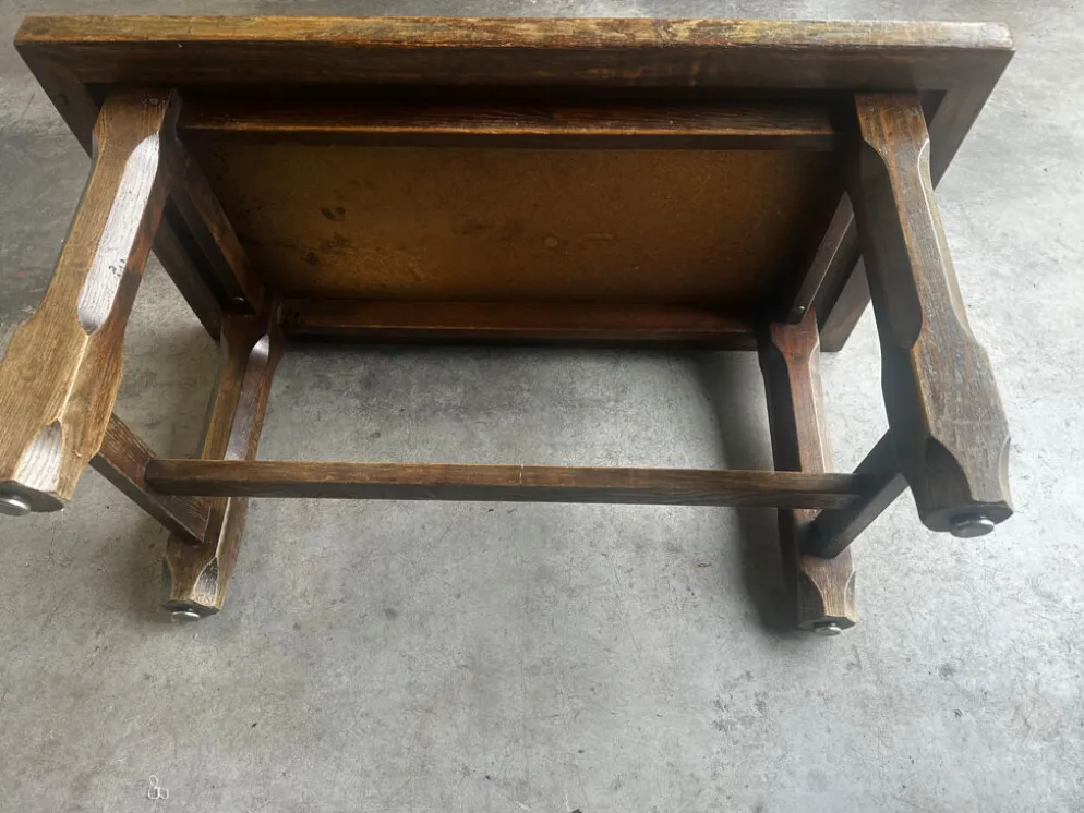 Table basse en chêne et ardoise – années 60-70