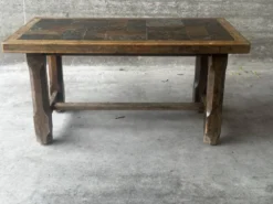 Table basse en chêne et ardoise – années 60-70