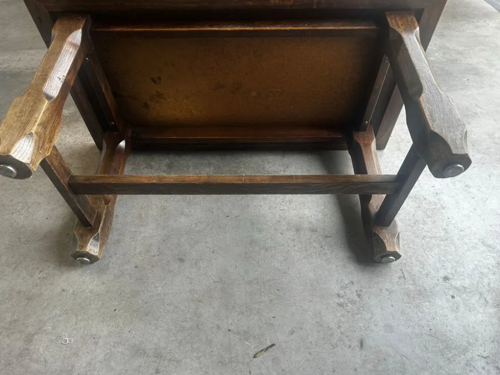 Table basse en chêne et ardoise – années 60-70