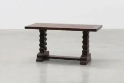 Table basse en chêne noir avec des pieds de tréteau à spirale, France, vers 1915