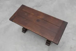 Table basse en chêne noir avec des pieds de tréteau à spirale, France, vers 1915
