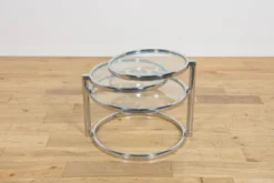 Table basse en chrome et verre de style mid-century par Milo Baughman, États-Unis, années 1970.