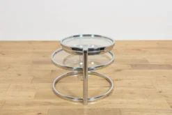 Table basse en chrome et verre de style mid-century par Milo Baughman, États-Unis, années 1970.