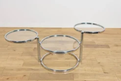 Table basse en chrome et verre de style mid-century par Milo Baughman, États-Unis, années 1970.