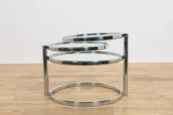 Table basse en chrome et verre de style mid-century par Milo Baughman, États-Unis, années 1970.