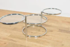 Table basse en chrome et verre de style mid-century par Milo Baughman, États-Unis, années 1970.