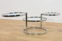 Table basse en chrome et verre de style mid-century par Milo Baughman, États-Unis, années 1970.