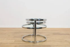Table basse en chrome et verre de style mid-century par Milo Baughman, États-Unis, années 1970.